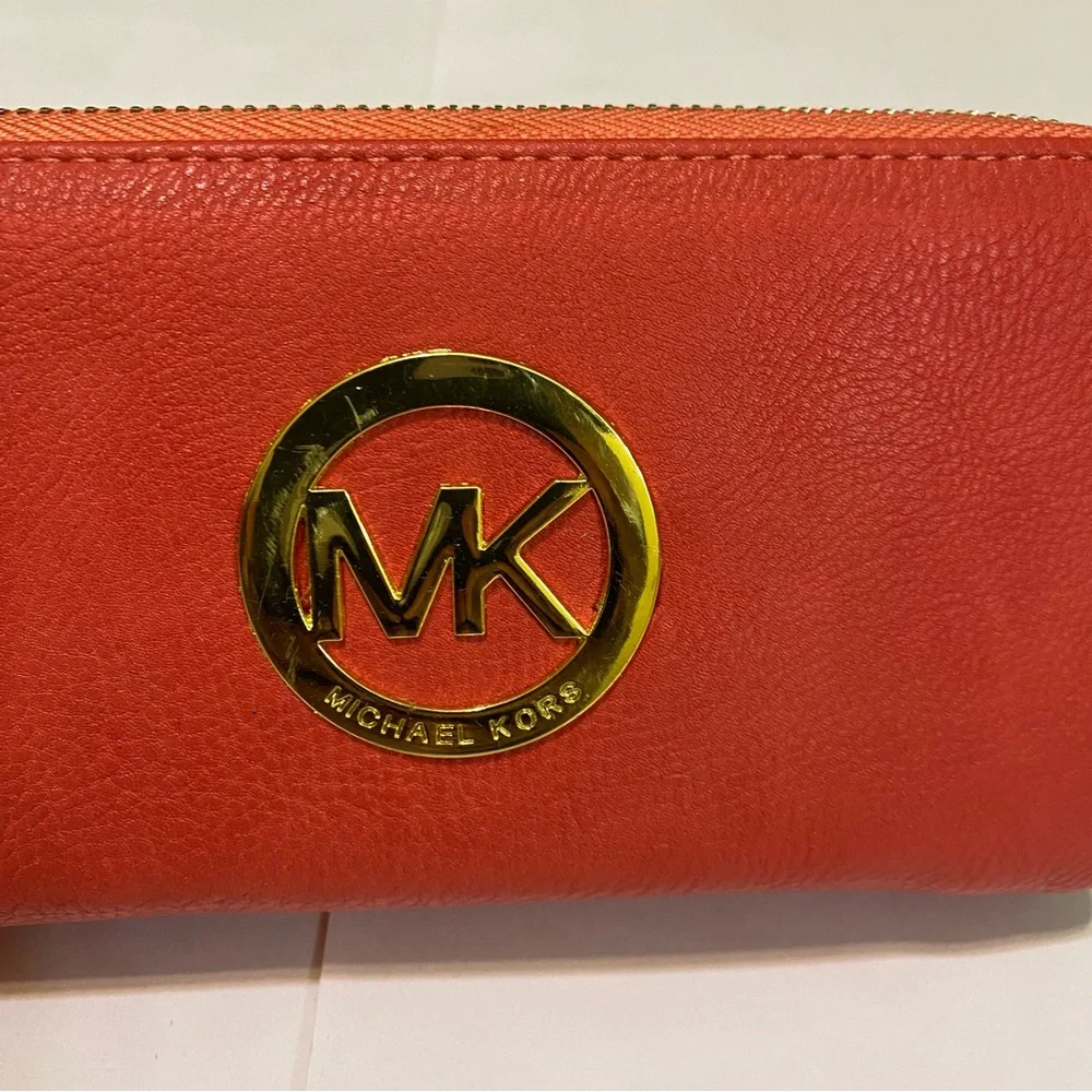 Michael Kors Coral Wristlet with Gold Accents